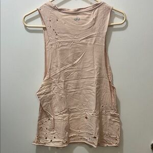 ALO Yoga Blush Distressed Muscle Tank Top